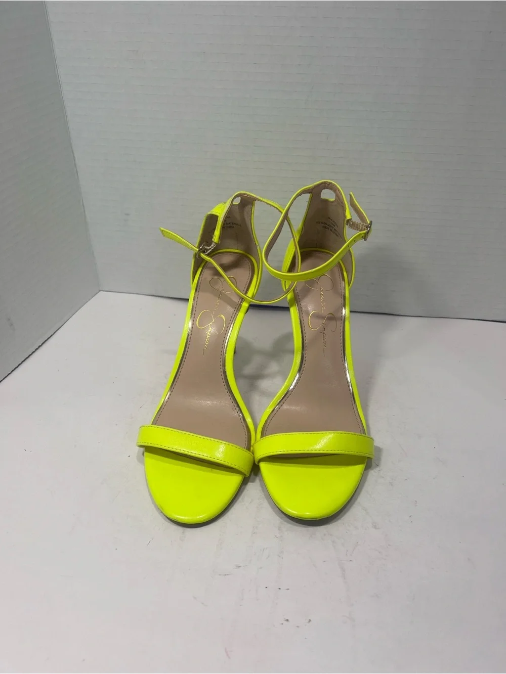 Jessica Simpson Neon Yellow Ankle-Strap Stiletto Sandals